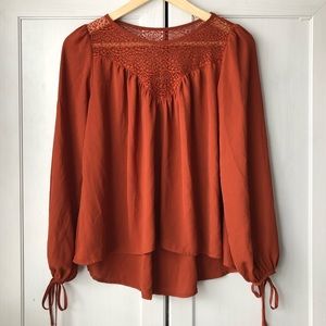 Charlotte Russe Burnt Orange Lace Blouse